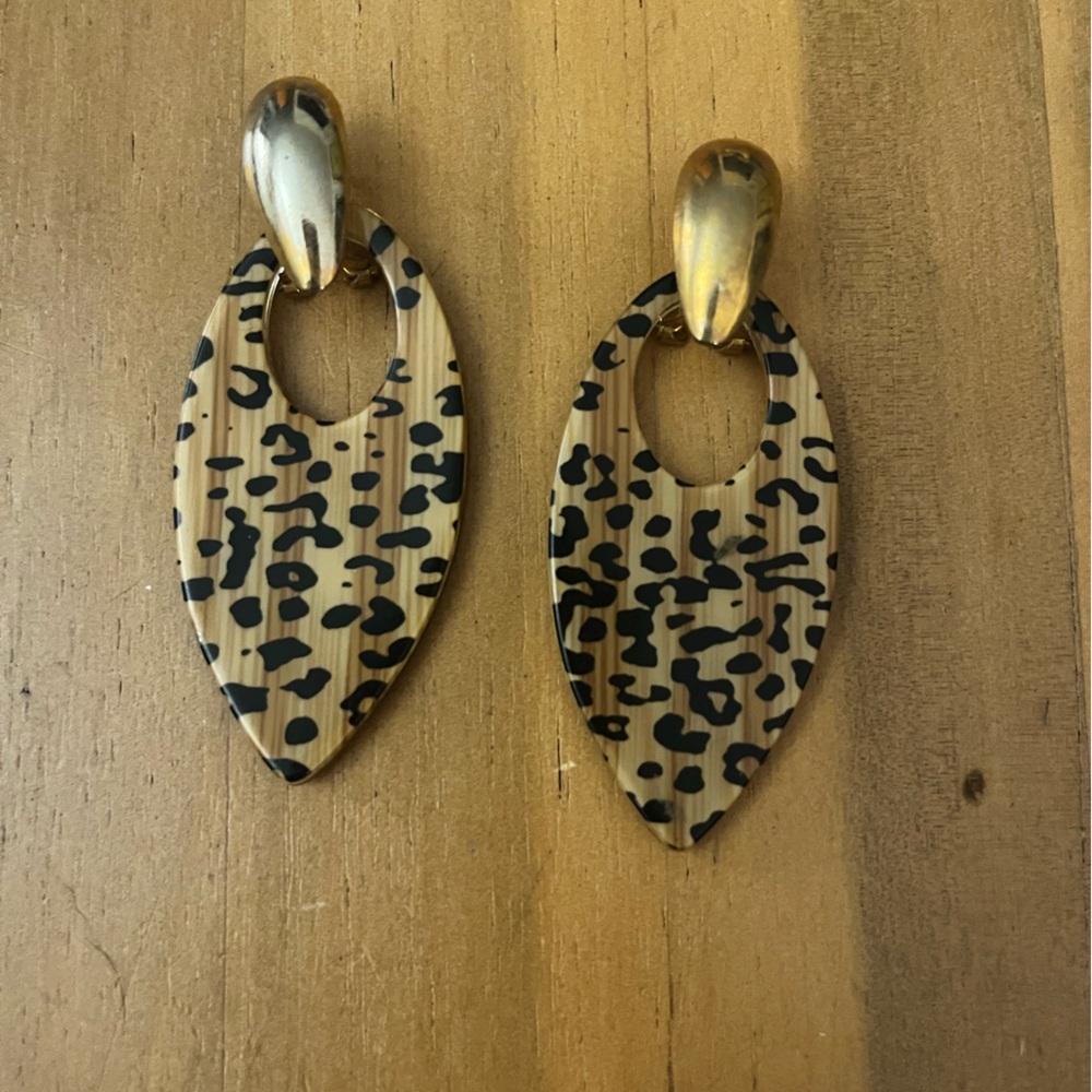 Leopard Print Drop Earrings